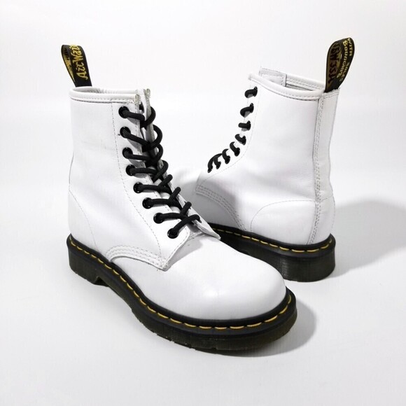 Dr. Martens 1460 Smooth Leather Platform High Top Boots 6 White 90s Grunge Y2k - Picture 2 of 10